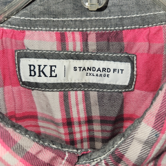 BKE Pink and Gray Plaid Shirt - Picture 2 of 5